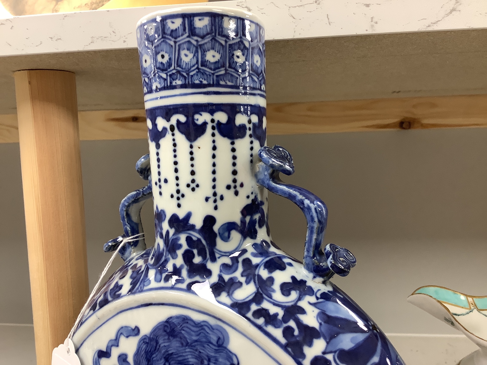 A 19th century Chinese blue and white moonflask, 35.5cm high